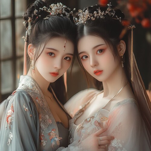 yuritaroll_two_beautiful_Chinese_girls_wearing_traditional_Ch_6f933459-a0f9-4008-975c-bafe84d63a27_2