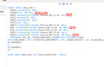 表结构